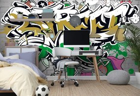 Самозалепващ тапет – Зелен Street Art надпис със спрейове