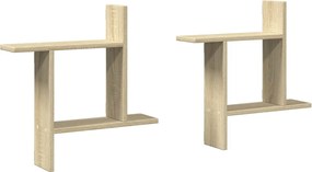 853256 vidaXL Стенни рафтове, 2 бр, дъб сонома, 50x12x50 см, инженерно дърво