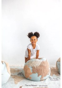 Син/бежов детски пуф World Map – Lorena Canals