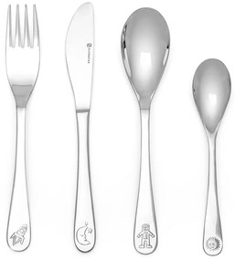 Детски прибори за хранене от неръждаема стомана в сребристо 4 бр. Space – Zilverstad