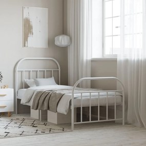 353693 vidaXL Метална рамка за легло с горна и долна табла, бяла, 80x200 см