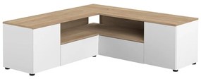 Масичка за телевизор с дъбов декор в естествено бяло 130x46 cm Angle - TemaHome