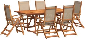 3279317 vidaXL Градински трапезен комплект, 7 части, акация масив и textilene