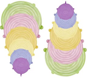 Комплект силиконови капаци Beper C102COC101, 6.5-20.5 см, Tемпература от -20 до +230C, Без BPA, Многоцветен