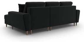Черен кадифен разтегателен ъглов диван с място за съхранение (десен ъгъл) Kyoto – Cosmopolitan Design