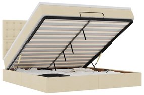3314202 vidaXL Османска легло с матрак и LED, кремаво, 200x200 см, плат