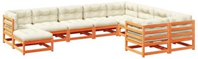 3299641 vidaXL Градински комплект диван с възглавници, 10 части, восъчнокафяв