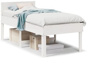 855742 vidaXL Рамка за легло без матрак, бял, 90x190 см, борово дърво масив