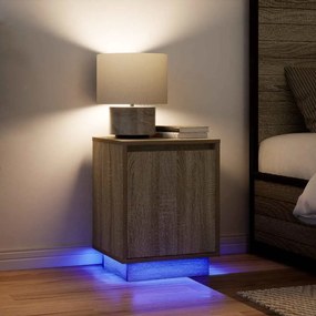 861270 vidaXL Нощни шкафчета с LED осветление 2 бр. дъб сонома 38x34x50 cm