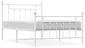 353600 vidaXL Метална рамка за легло с горна и долна табла, бяла, 107x203 см