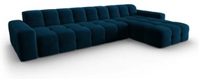 Тъмносин ъглов диван от кадифе (десен ъгъл) Kendal - Micadoni Home