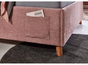 Розово тапицирано детско легло 140x200 cm с място за съхранение с включена подматрачна рамка Fun – Meise Möbel