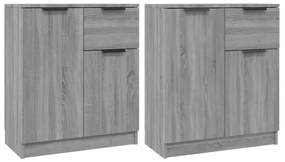 3115818 vidaXL Сайдборди, 2 бр, Сив сонома, 60x30x70 см, инженерно дърво