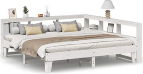 3324527 vidaXL Легло с етажерка за книги, без матрак, 200x200 см, бор масив