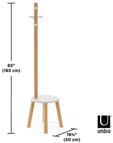 Бяла дървена закачалка от естествен каучук Pillar - Umbra