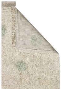 Ръчно изработен памучен детски килим подходящ за пране в цвят каки и кремаво 120x160 cm Hippy Dots Olive – Lorena Canals