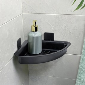 Черен пластмасов рафт за баня без пробиване Parma – Allstar