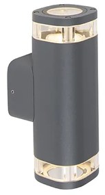 Модерна външна стенна лампа квадратна 2-светлина тъмно сива - Fox