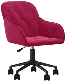 344872 vidaXL Въртящ се офис стол, виненочервен, кадифе
