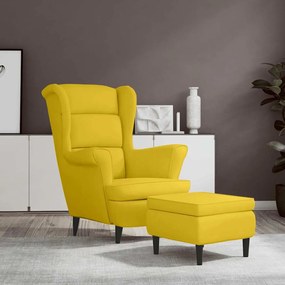 3115938 vidaXL Фотьойл Wingback с табуретка, Горчица жълто, кадифе
