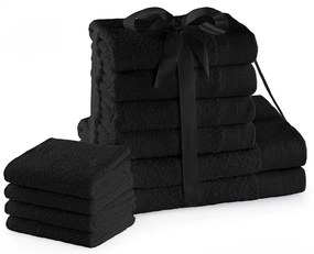 Черни памучни хавлии и кърпи за баня в комплект 10 бр. от тери Amari – Restilo