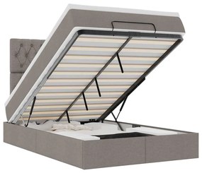 3314076 vidaXL Османска легло с матрак и LED, таупе, 120x190 см, плат