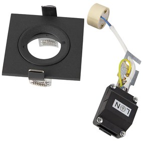 Комплект от 3 вградени прожектора за баня черен квадрат IP44 - Xena