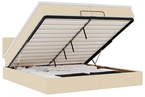 3312255 vidaXL Османска легло с матрак и LED, кремаво, 200x200 см, плат