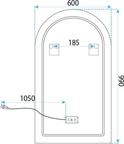 Огледало LED 90x60cm TOP-1