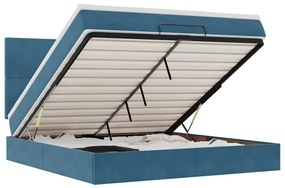 3314262 vidaXL Османска легло с матраци и LED, тъмносиньо, 160x200 см, кадифе