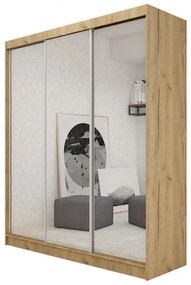Шкаф с плъзгащи врати и огледало ROBERTA, 180x216x61, сонома