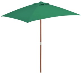 Sonata Градински чадър с дървен прът, 150x200 см, зелен
