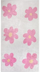 Детски килим подходящ за пране розово и цвят слонова кост 80x150 cm Cute Flowers Pink – Vitaus