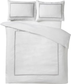 Бяло двойно 3 части сатенено спално бельо 200x200 cm So Soft Mono Satin Stitch – Catherine Lansfield