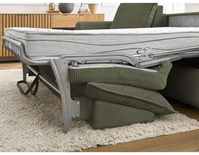 Зелен разтегателен ъглов диван от рипсено кадифе (променлив) Augustin – Bobochic Paris