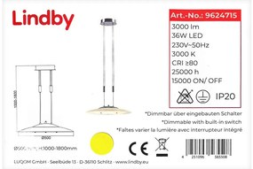 Lindby - LED Димируем пендел AMIDALA LED/36W/230V