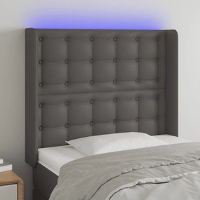 3124130 vidaXL LED горна табла за легло, сива, 93x16x118/128 см