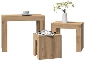 856673 vidaXL Стифиращи кафе маси, 3 бр, дъб артизан, инженерно дърво