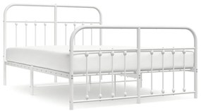 352646 vidaXL Метална рамка за легло с горна и долна табла, бяла, 140x200 см