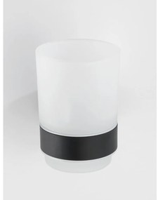 Матово черно стенна стъклена чаша за четки за зъби Bosio – Wenko