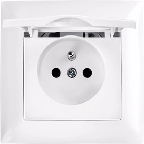 Единичен контакт със заземяване и капаче с рамка OSTE JNH005-G White