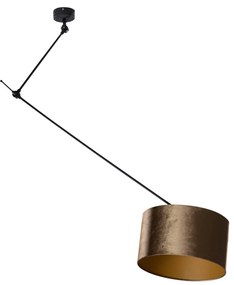 Висяща лампа черна с бронзов кадифен абажур 35см - Blitz