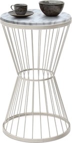 Метален - Mdf странична маса Hoffman в бял - бял мраморен ефект 35x35x58см.