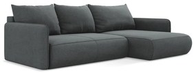 Сив разтегателен ъглов диван с място за съхранение (десен ъгъл) Nanea – Makamii