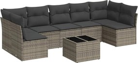 3249279 vidaXL Градински комплект диван с възглавници 8 части сив полиратан