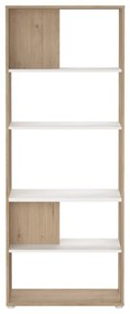 Етажерка за книги в дъбов декор в бял и естествен цвят 80x205 cm Sign - Tvilum