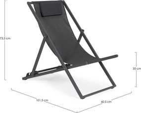 Антрацитен градински шезлонг метален Taylor – Bizzotto