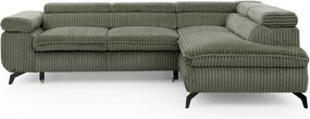 Зелен ъглов диван от рипсено кадифе (десен ъгъл L форма) Marbeya – Ropez