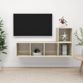 3079802 vidaXL Комплект ТВ шкафове от 2 части, дъб сонома, инженерно дърво