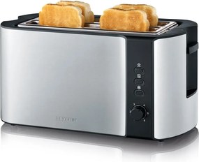 Severin AT 2590 - Тостер за 4 филийки, 1400 W/230 V, неръждаема стомана/черен